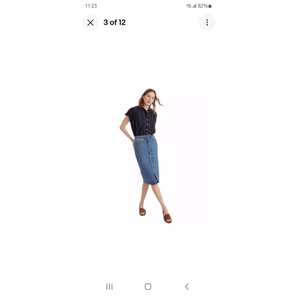 Madewell Denim High-Waist Midi Skirt In Holton Western Edition Button Front 25